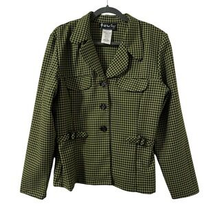All That Jazz Vintage Brat Green Plaid Shaket Womens 13/14 Preppy Goblincore Y2K